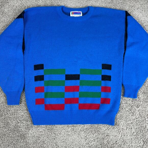 VINTAGE Sweater Graphix Sweater Mens L Grandpa Geometric Acrylic USA Made 80s - Picture 3 of 11